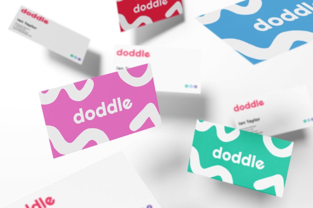 Doddle business cards in a range of different colours